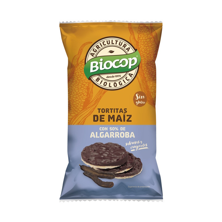 TORTAS DE MAIZ CON ALGARROBA SIN GLUTEN 100 GR. (BIOCOP)**.