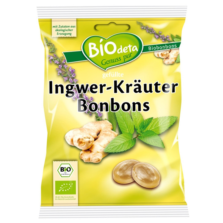 CARAMELO RELLENO DE JENGIBRE Y HIERBAS 75 GR, (BIODETA)/