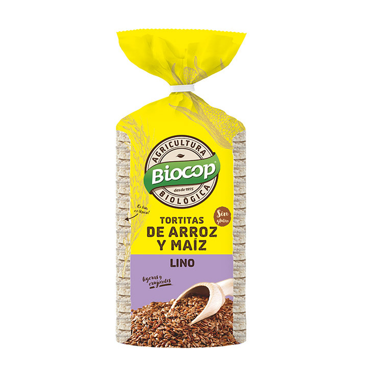 TORTAS DE ARROZ MAIZ Y LINO SIN GLUTEN 200 GR. (BIOCOP)/