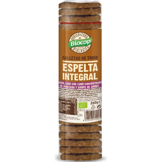 GALLETAS DE ESPELTA INTEGRAL CON ZUMO DE UVA Y SIROPE DE ARROZ SIN AZUCAR 260 GR. (BIOCOP)/