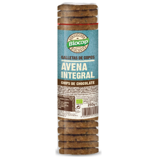 GALLETAS DE COPOS DE AVENA INTEGRAL CON CHIPS DE CHOCOLATE ECO 250 GR. (BIOCOP)/
