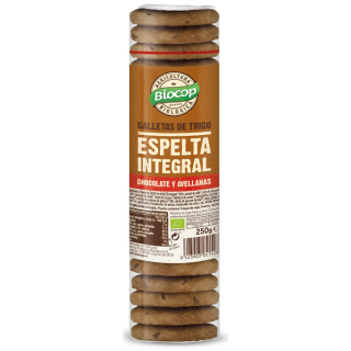 GALLETAS DE ESPELTA INTEGRAL CON CHOCOLATE Y AVELLANAS 250 GR. (BIOCOP)/