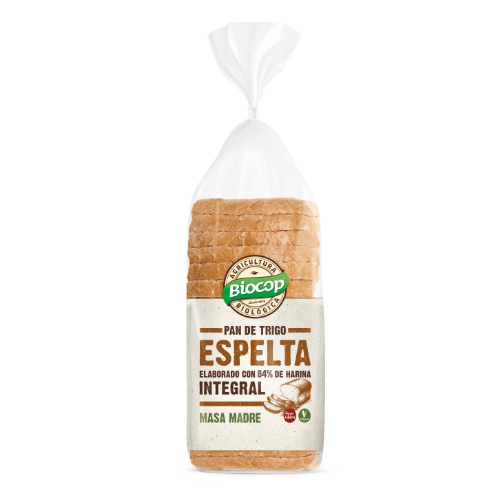 PAN DE MOLDE DE ESPELTA INTEGRAL VEGANO 400 GR. (MASA MADRE) (BIOCOP)/