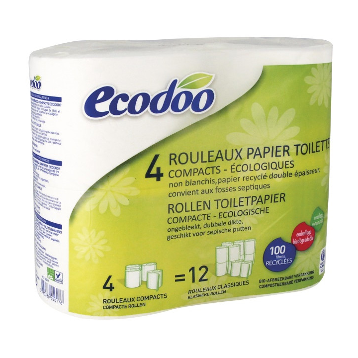 PAPEL HIGIENICO COMPACTO 4 ROLLOS (ECODOO)/