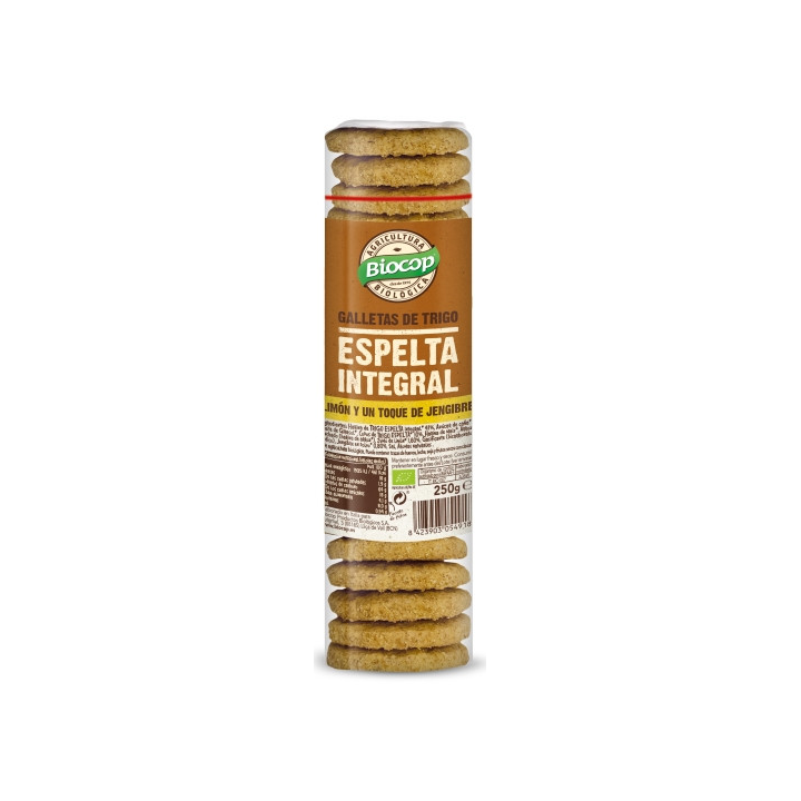 GALLETAS DE ESPELTA INTEGRAL, JENGIBRE Y LIMON 250 GR. (BIOCOP)/