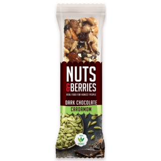 BARRITA DE CHOCOLATE NEGRO-CARDAMOMO ECO 40 GR. (NUTS&BERRIES)