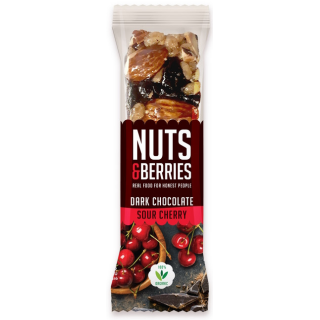 BARRITA DE CHOCOLATE NEGRO- CEREZA ECO 40 GR. (NUTS&BERRIES)