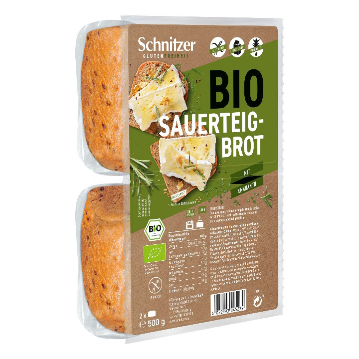 PAN DE MOLDE RUSTICO CON AMARANTO SIN GLUTEN BIO 500 GR. (SCHNITZER)**.