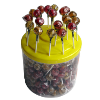 CARAMELO REDONDO PALO MANDARINA, LIMON, COLA, SIN GLUTEN ECO EXPOSITOR 200 UNDS. (ALTERNATIVA3)