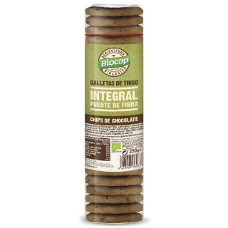 GALLETAS DE TRIGO INTEGRAL CON CHIPS DE CHOCOLATE 250 GR. (BIOCOP)/