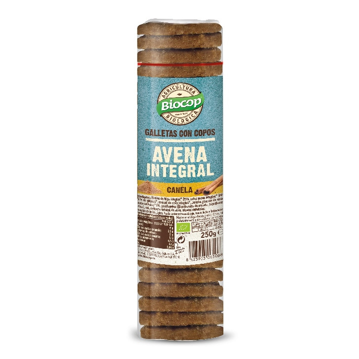 GALLETAS DE COPOS DE AVENA INTEGRAL CANELA ECO 250 GR. (BIOCOP)/