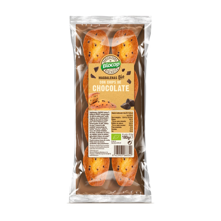 MADALENAS CON CHIPS DE CHOCOLATE 180 GR. (BIOCOP)/