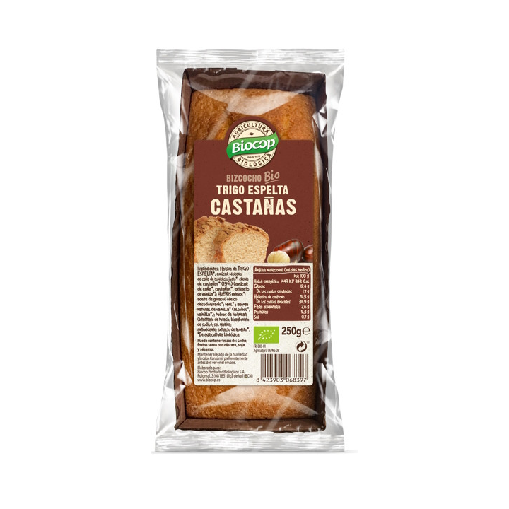 BIZCOCHO DE CASTAÑA Y TRIGO ESPELTA 250 GR. (BIOCOP)/