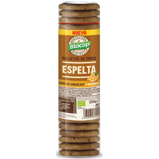 GALLETAS DE ESPELTA CON CHIPS DE CHOCOLATE Y NARANJA ECO 250 GR. (BIOCOP)/