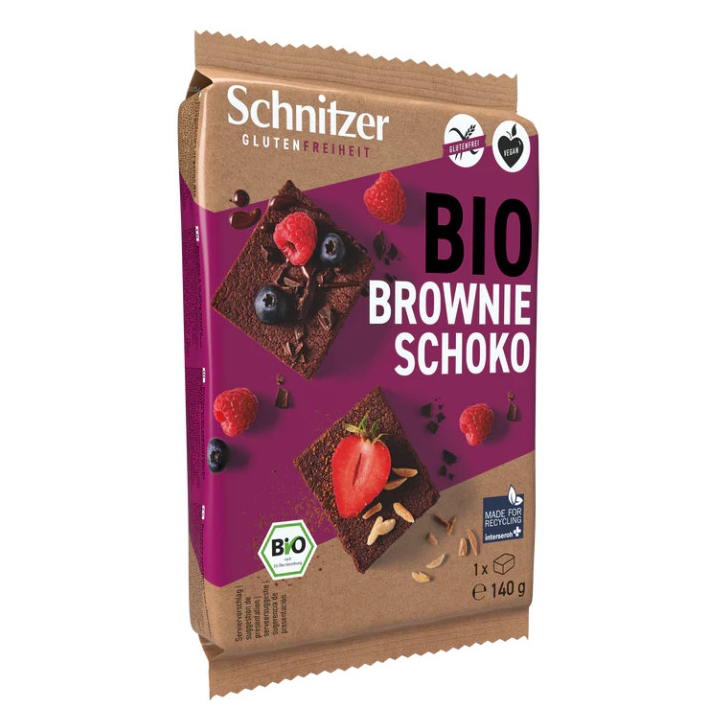 BROWNIE CHOCOLATE NEGRO SIN GLUTEN ECO 140 GR. (SCHNITZER)**.