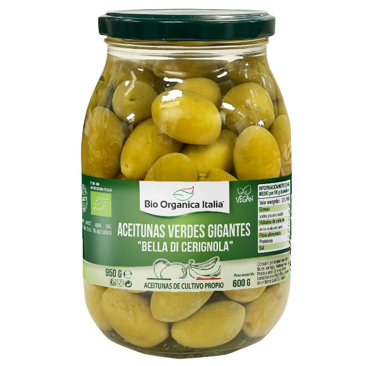 ACEITUNA VERDE GIGANTE BIO 950 GR. (BIOORGANIC)/