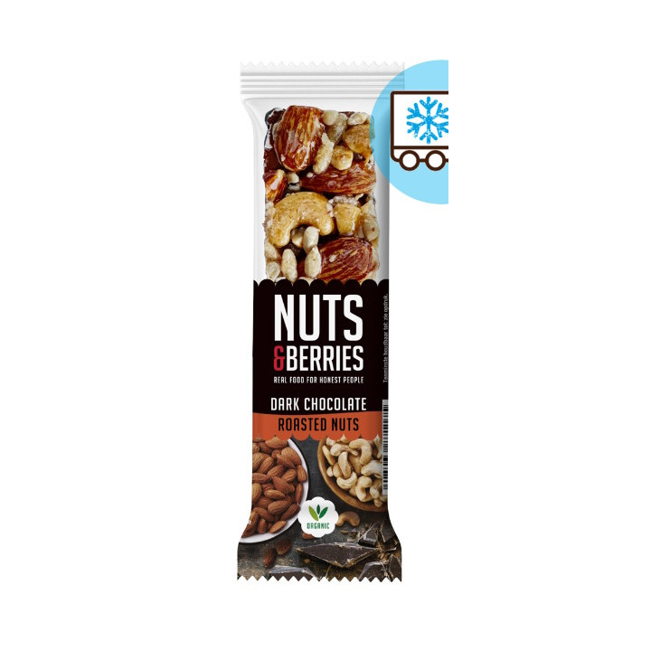 BARRITA CHOCO NEGRO FRUTOS SECOS TOSTADOS ECO 40 GR, (NUTS&BERRIES)