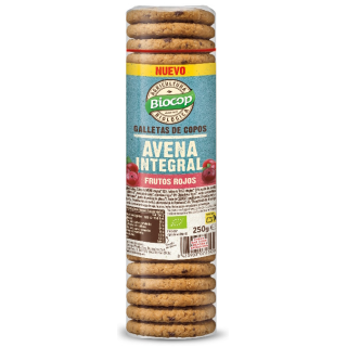 GALLETAS DE COPOS DE AVENA INTEGRAL Y FRUTOS ROJOS ECO 250 GR. (BIOCOP)/