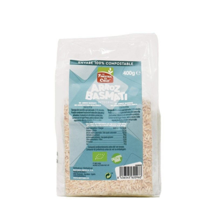 ARROZ BASMATI INTEGRAL SIN GLUTEN BIO 500 GR. 100% COMPOSTABLE (LA FINESTRA)/