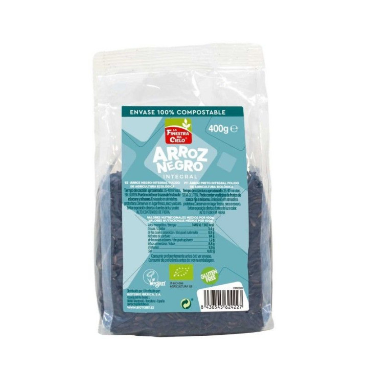 ARROZ NEGRO INTEGRAL SIN GLUTEN BIO 400 GR. 100% COMPOSTABLE  (LA FINESTRA)/
