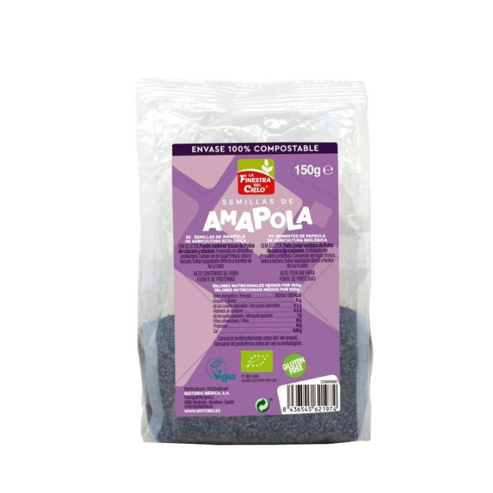 SEMILLAS DE AMAPOLA SIN GLUTEN BIO GR. 100% COMPOSTABLE  (LA FINESTRA)/