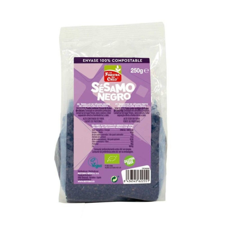 SEMILLAS DE SESAMO NEGRO BIO 250 GR. 100% COMPOSTABLE  (LA FINESTRA)/