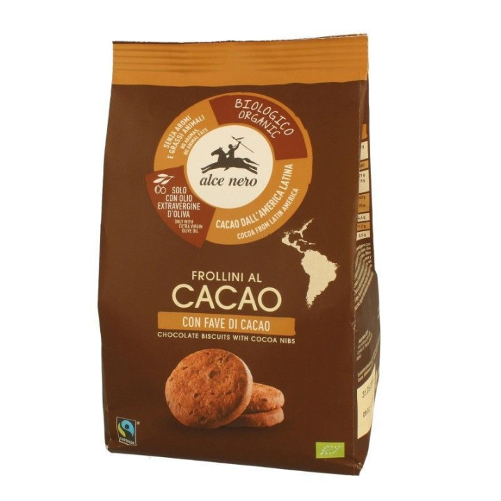 GALLETAS DE CACAO CON HABAS DE CACAO BIO 250 GR. (ALCE NERO)/