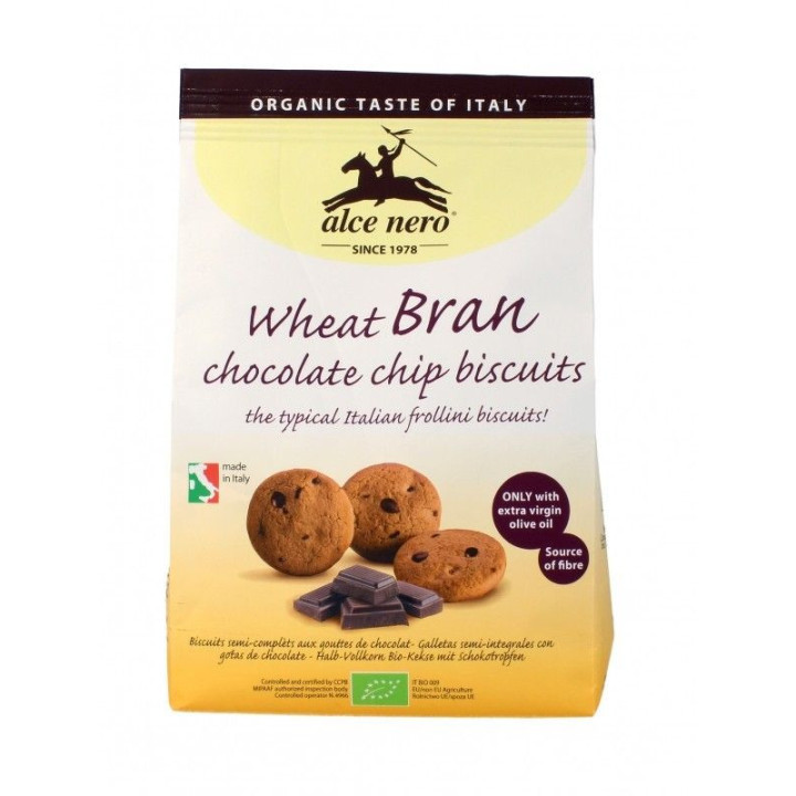 GALLETAS SEMI INTEGRALES CON PEPITAS DE CHOCOLATE BIO 250 GR. (ALCE NERO)/