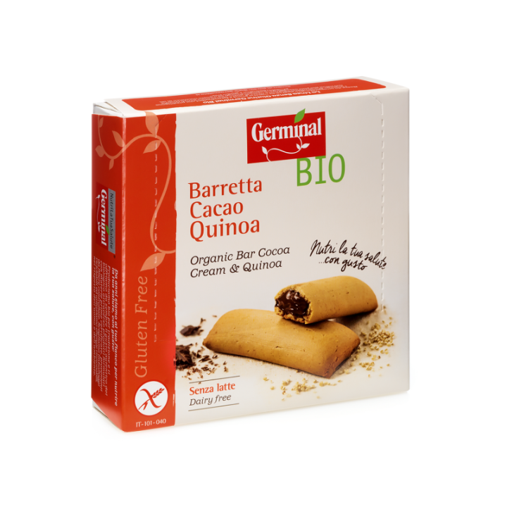 BARRITA DE QUINOA RELLENA DE CREMA DE CACAO SIN BIO GLUTEN 180 GR. (GERMINAL)/