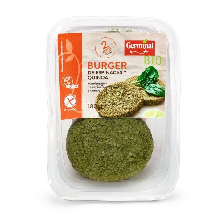 BURGER DE ESPINACAS Y QUINOA SIN GLUTEN BIO 180 GR. (GERMINAL)/