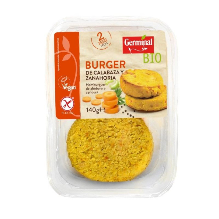 BURGER DE ZANAHORIA Y CALABAZA SIN GLUTEN BIO 140 GR. (GERMINAL)/