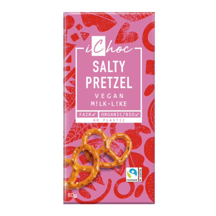 SALTY PRETZEL - CHOCOLATE VEGANO CON TROZOS DE PRETZEL BIO 80 GR. (ICHOC)/