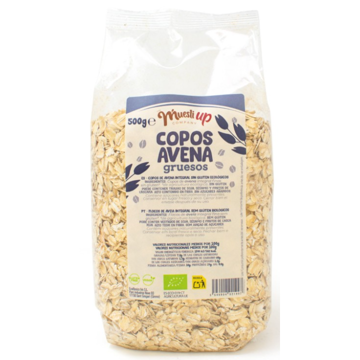 COPOS DE AVENA SIN GLUTEN BIO 400 GR. 100% COMPOSTABLE (THE MUESLI UP)/