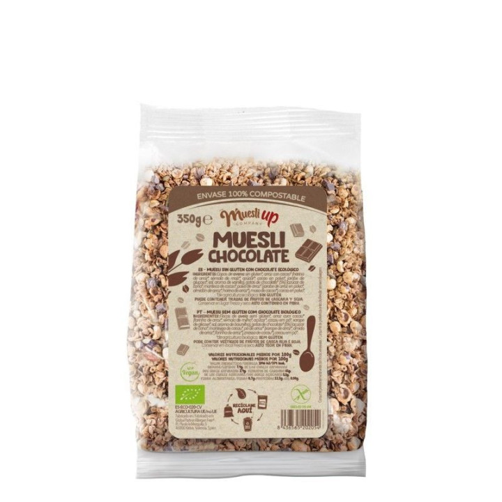 MUESLI DE CHOCOLATE Y COCO SIN GLUTEN  BIO 350 GR. 100% COMPPOSTABLE (THE MUESLI UP)/