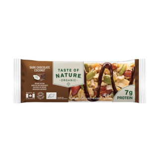 BARRITA PROTEIN DE CHOCOLATE Y COCO SIN GLUTEN BIO 40 GR. (TASTE OF  NATURE)