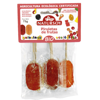 PIRULETA 5 SABORES SIN AZUCAR BOLSA 75 GR. (NATURSOY)