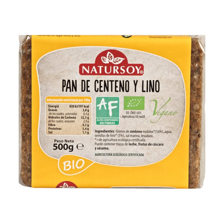 PAN DE CENTENO Y LINO 500 GR. (NATURSOY)