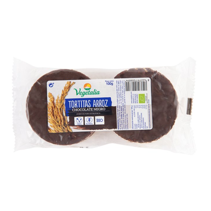 TORTAS DE ARROZ CON CHOCOLATE NEGRO SIN GLUTEN 100 GR (VEGETALIA)/