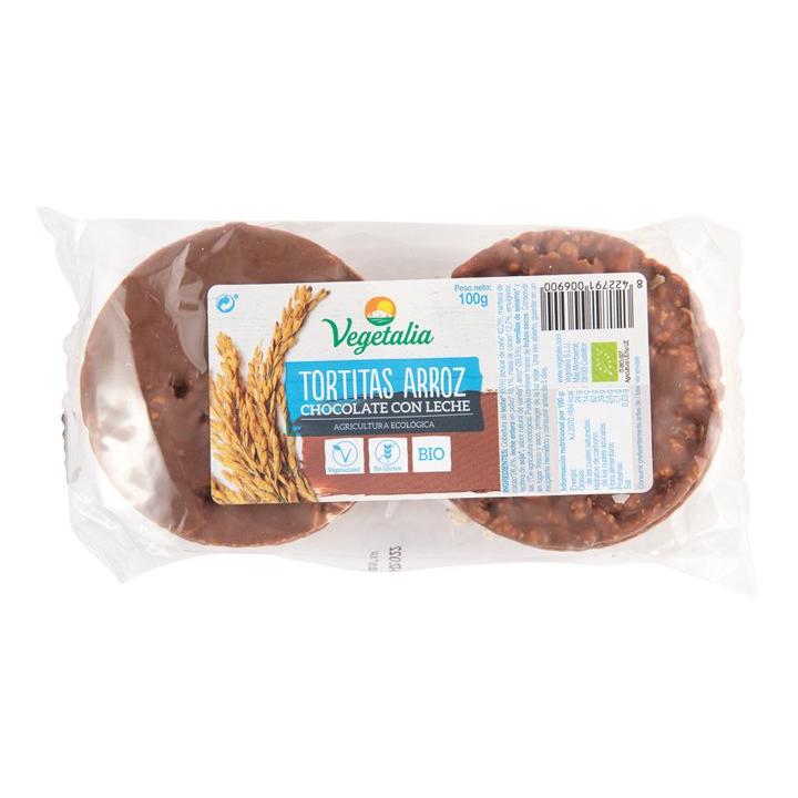 TORTAS DE ARROZ CON CHOCOLATE CON LECHE SIN GLUTEN 100 GR. (VEGETALIA)/