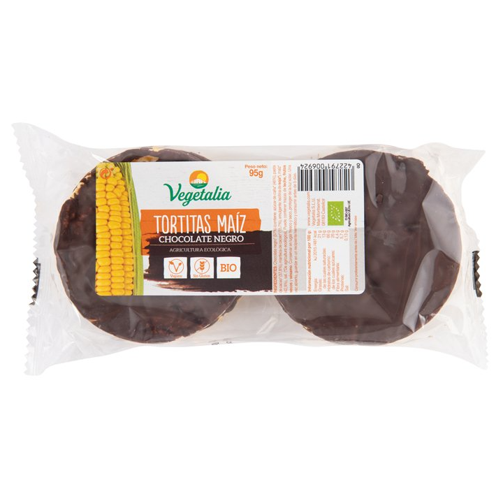 TORTAS DE MAIZ CON CHOCOLATE NEGRO SIN GLUTEN 95 GR. (VEGETALIA)/