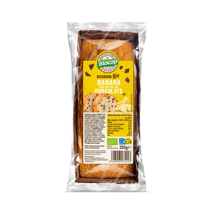 BIZCOCHO BANANA CHIPS CHOCO ECO 250 GR. (BIOCOP)/