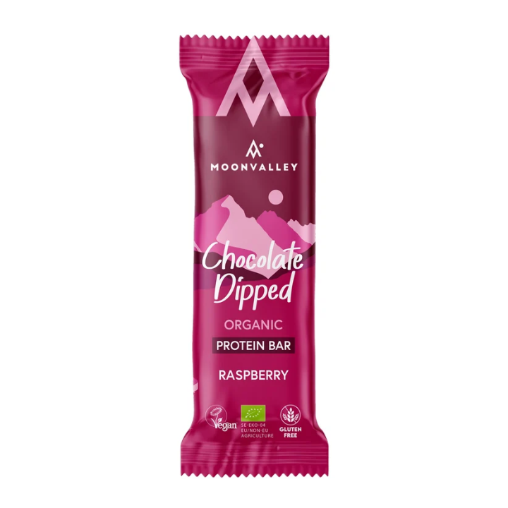 BARRITA DE PROTEINA CON CHOCOLATE Y FRAMBUESA ECO 50 GR. (MOONVALLEY) (12)