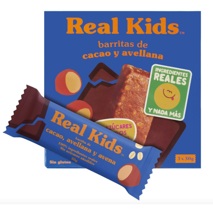 BARRITA DE FRUTA CON AVELLANA, AVENA Y CACAO ECO SIN GLUTEN 3 X 30 GR. (REAL KIDS) (15)